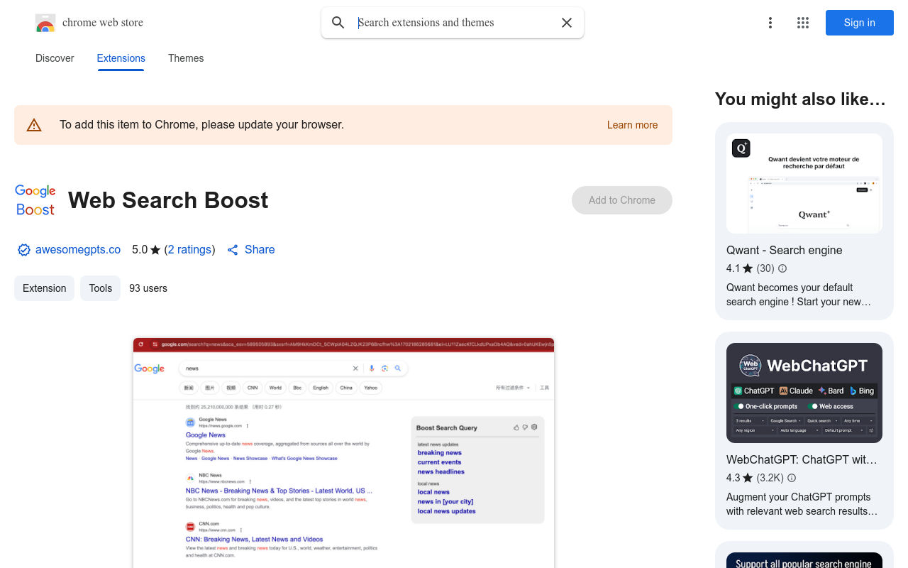 Web Search Boost