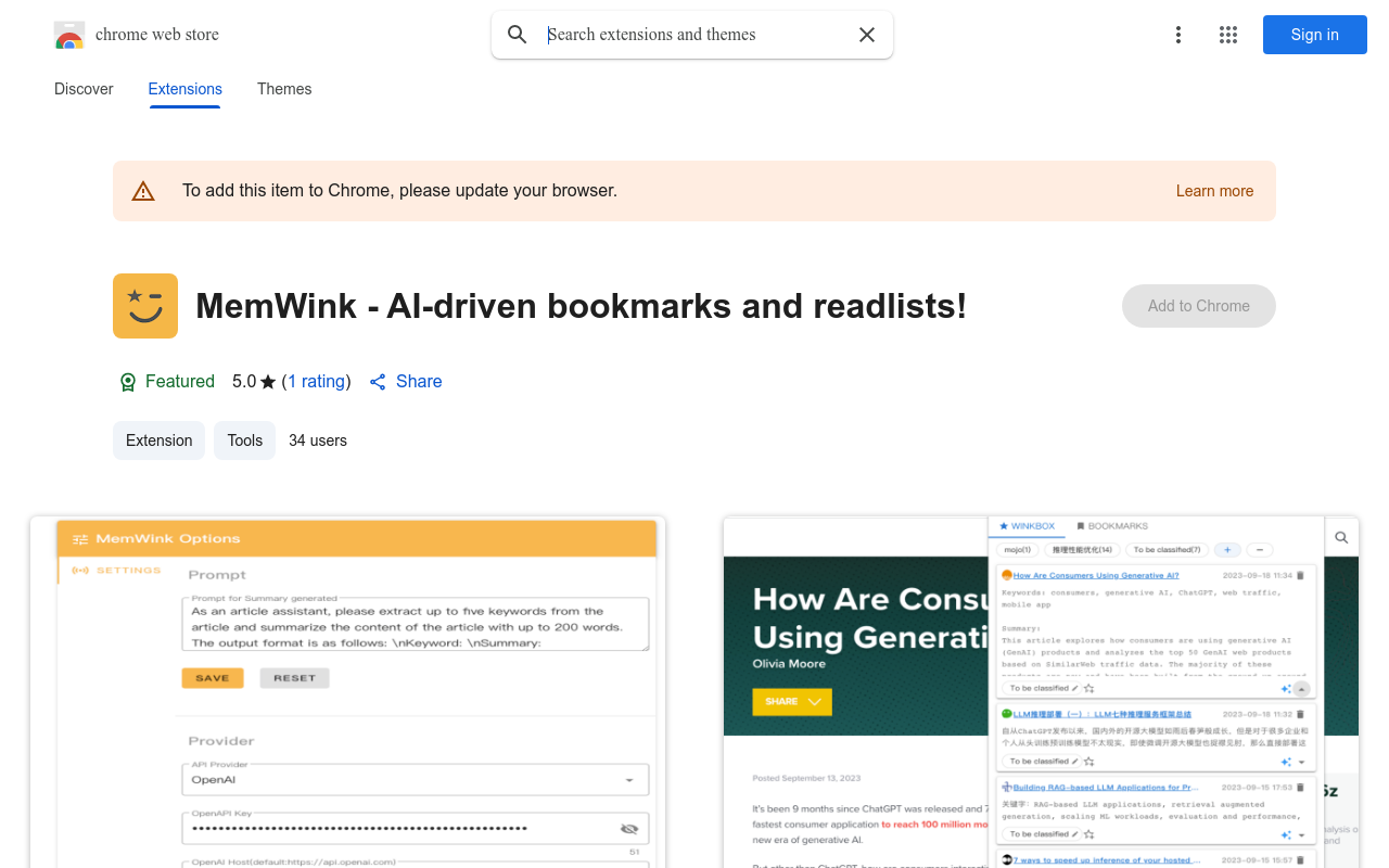 MemWink - AI-driven bookmarks and readlists!