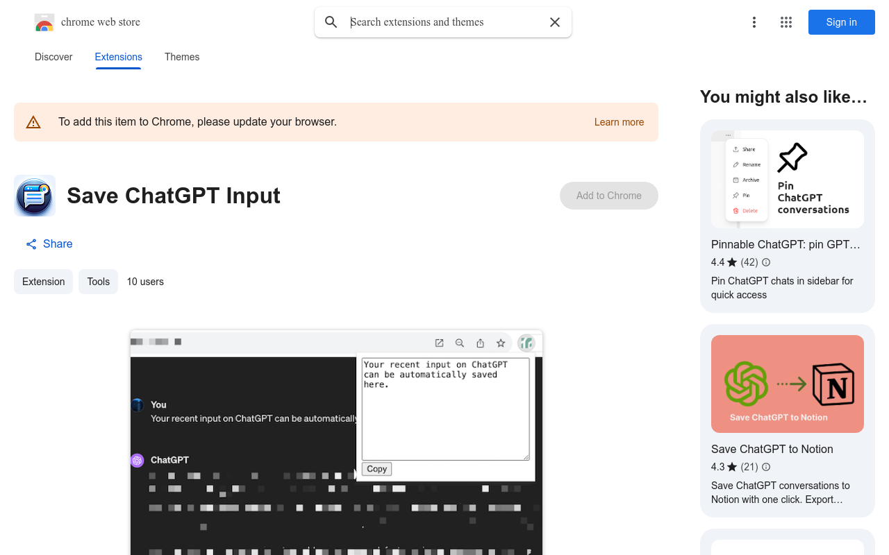 Save ChatGPT Input