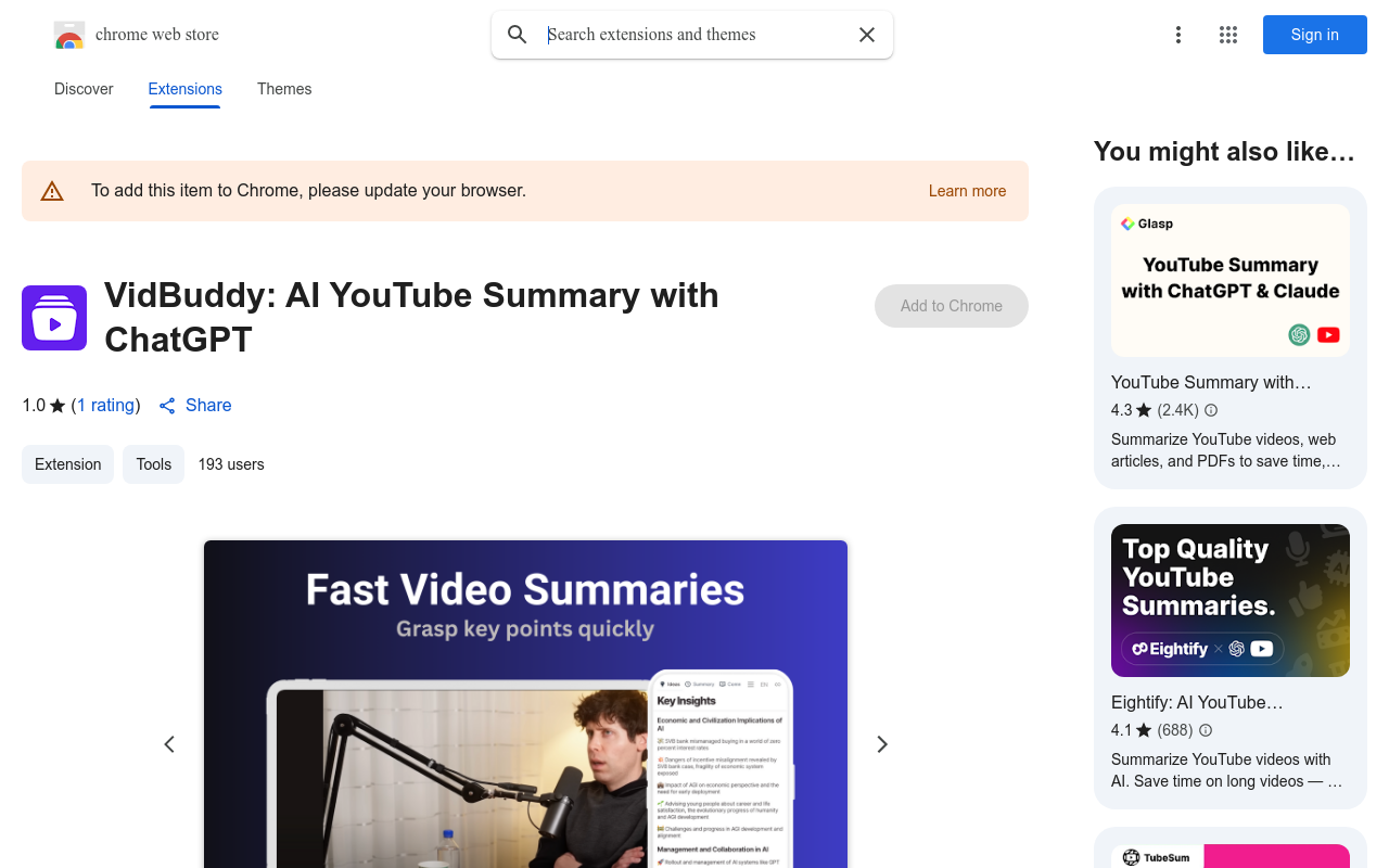 VidBuddy: AI YouTube Summary with ChatGPT