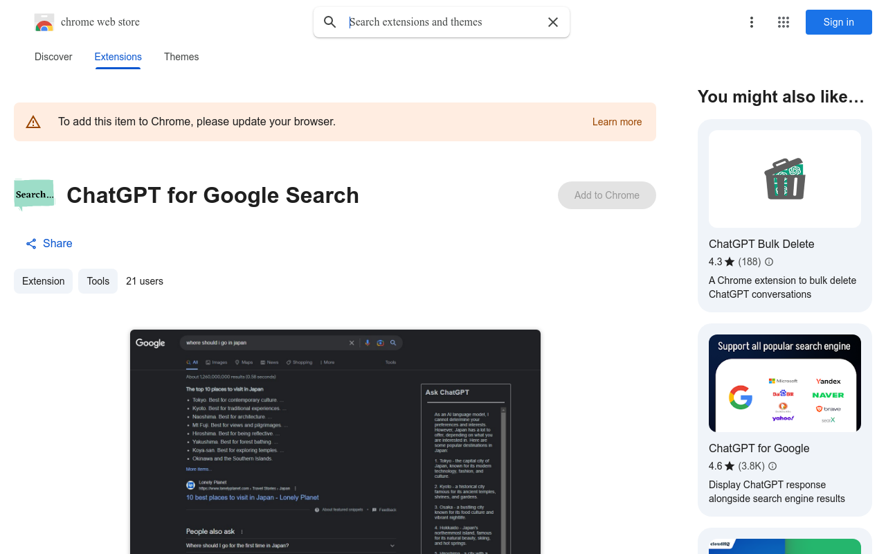 ChatGPT for Google Search