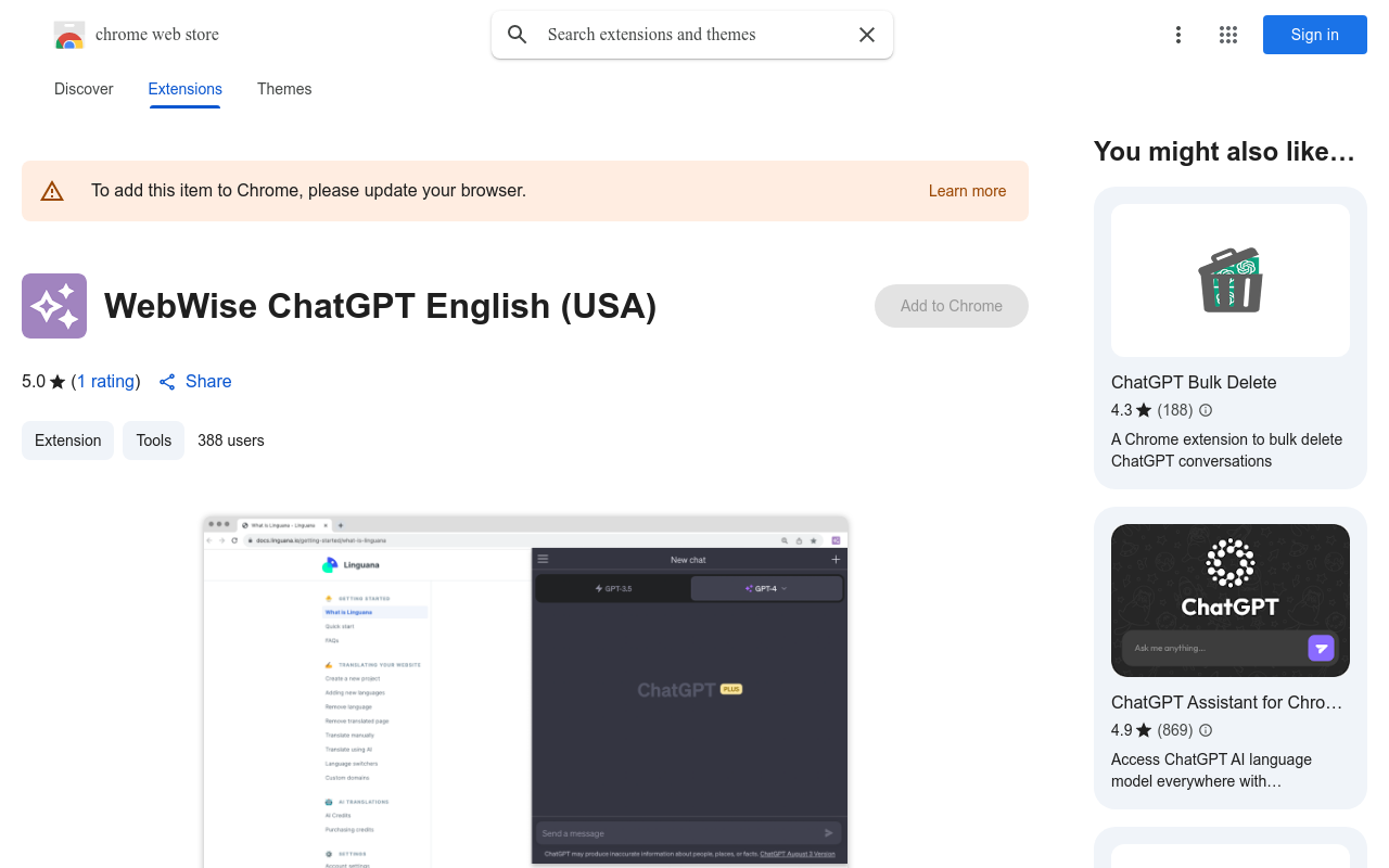 WebWise ChatGPT English (USA)