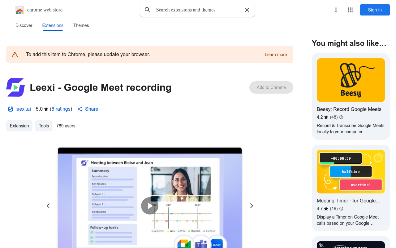 Leexi - Google Meet recording