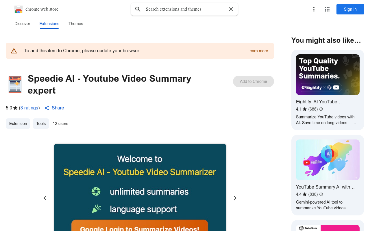 Speedie AI - Youtube Video Summary expert