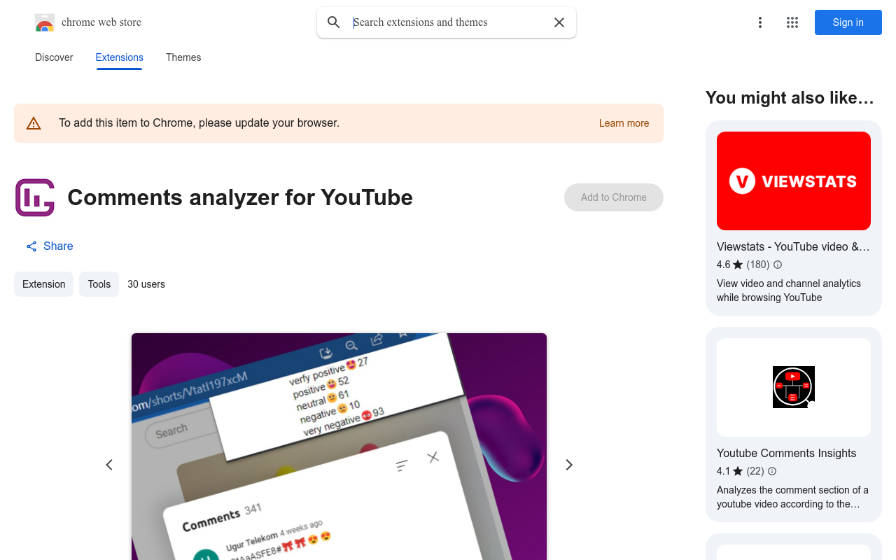 Comments analyzer for YouTube