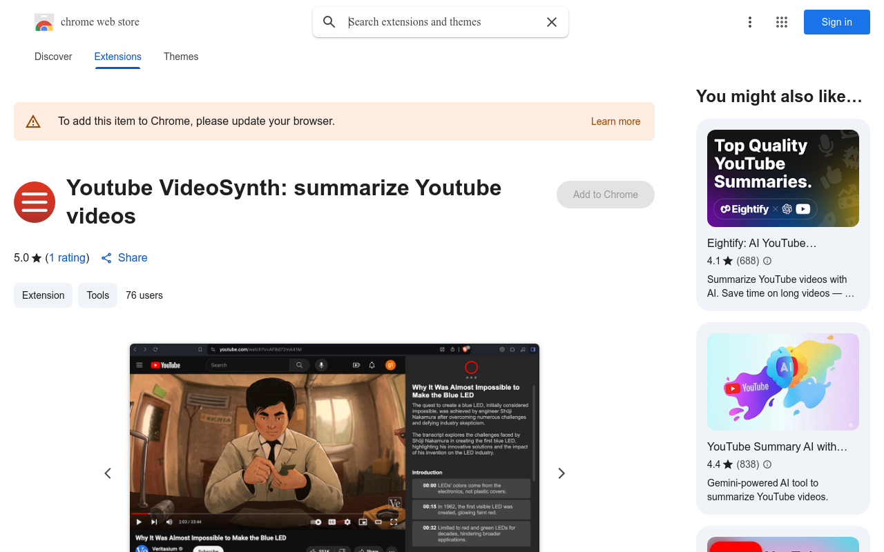 Youtube VideoSynth: summarize Youtube videos