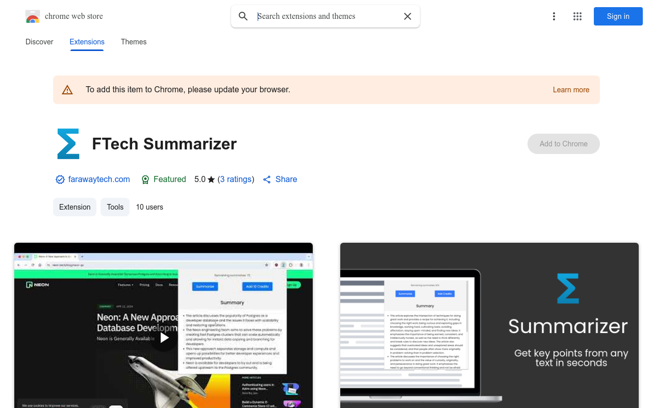 FTech Summarizer