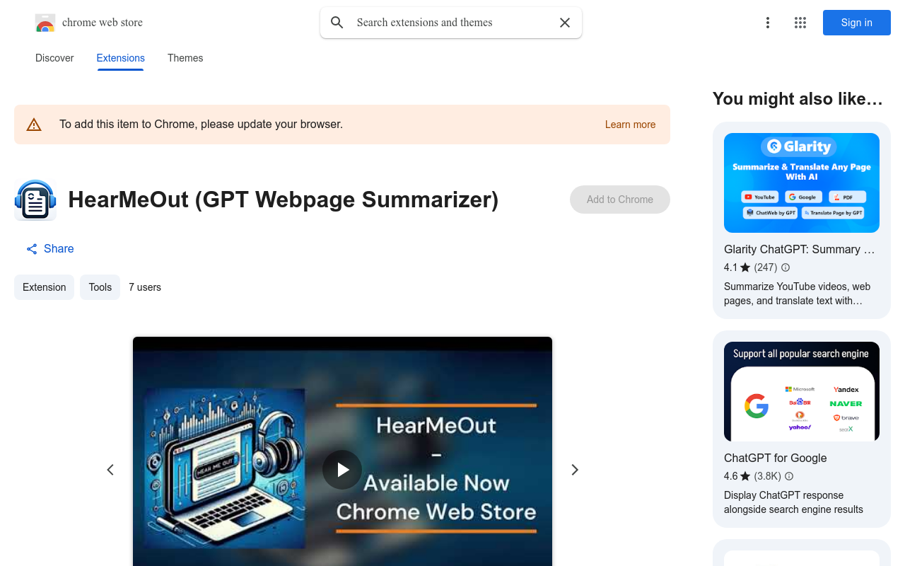 HearMeOut (GPT Webpage Summarizer)