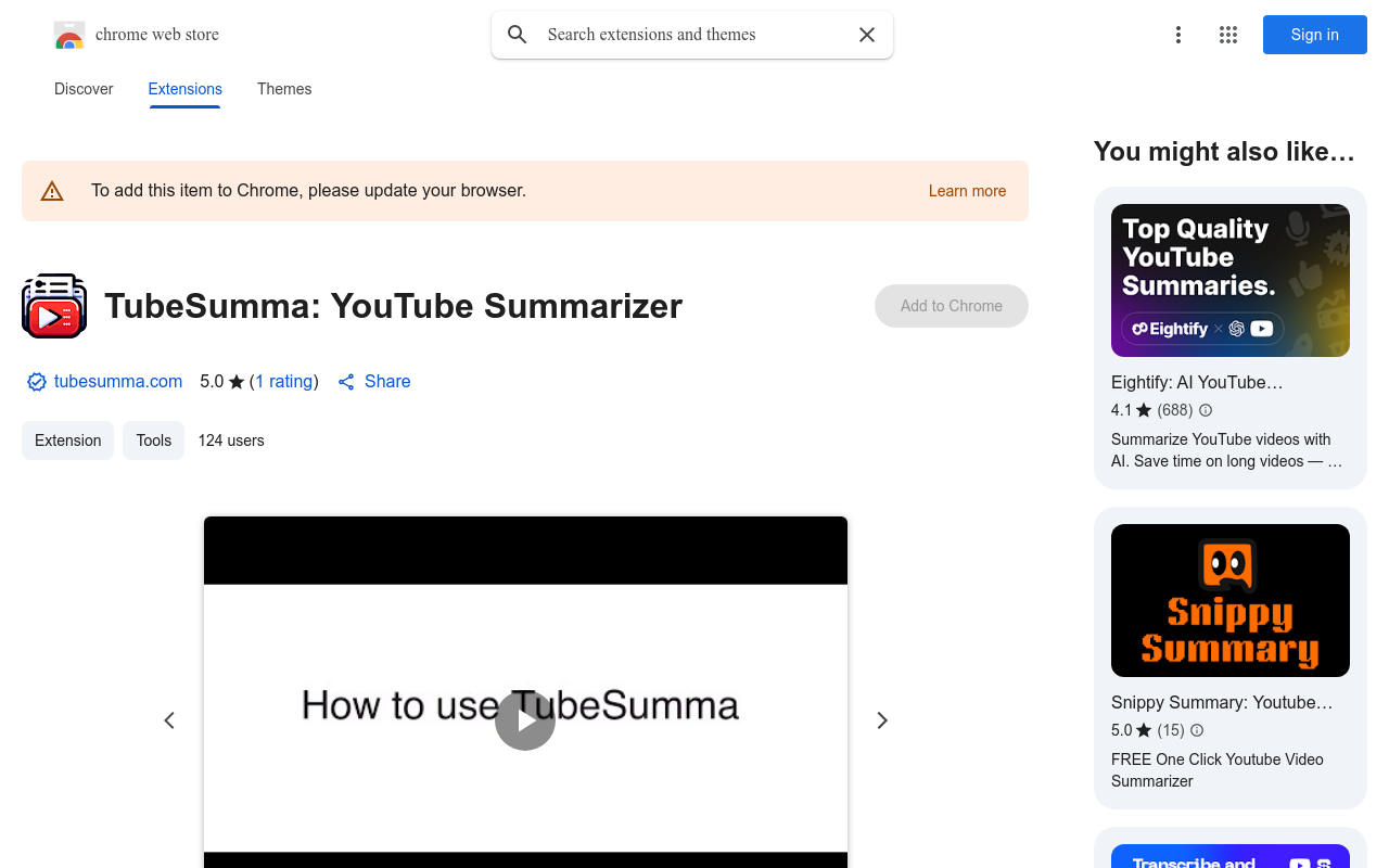 TubeSumma: YouTube Summarizer