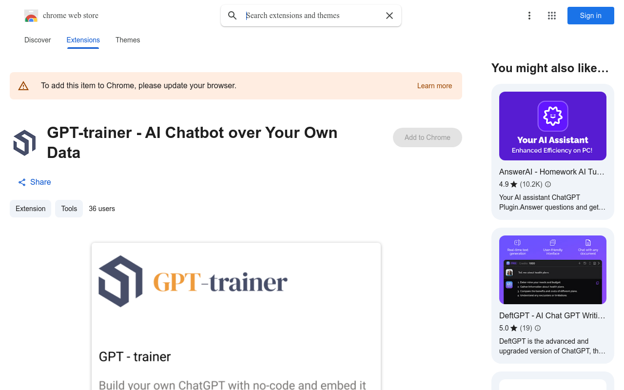 GPT-trainer - AI Chatbot over Your Own Data