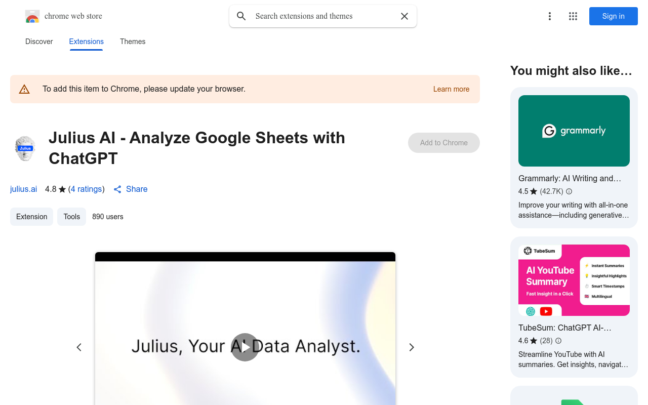 Julius AI - Analyze Google Sheets with ChatGPT