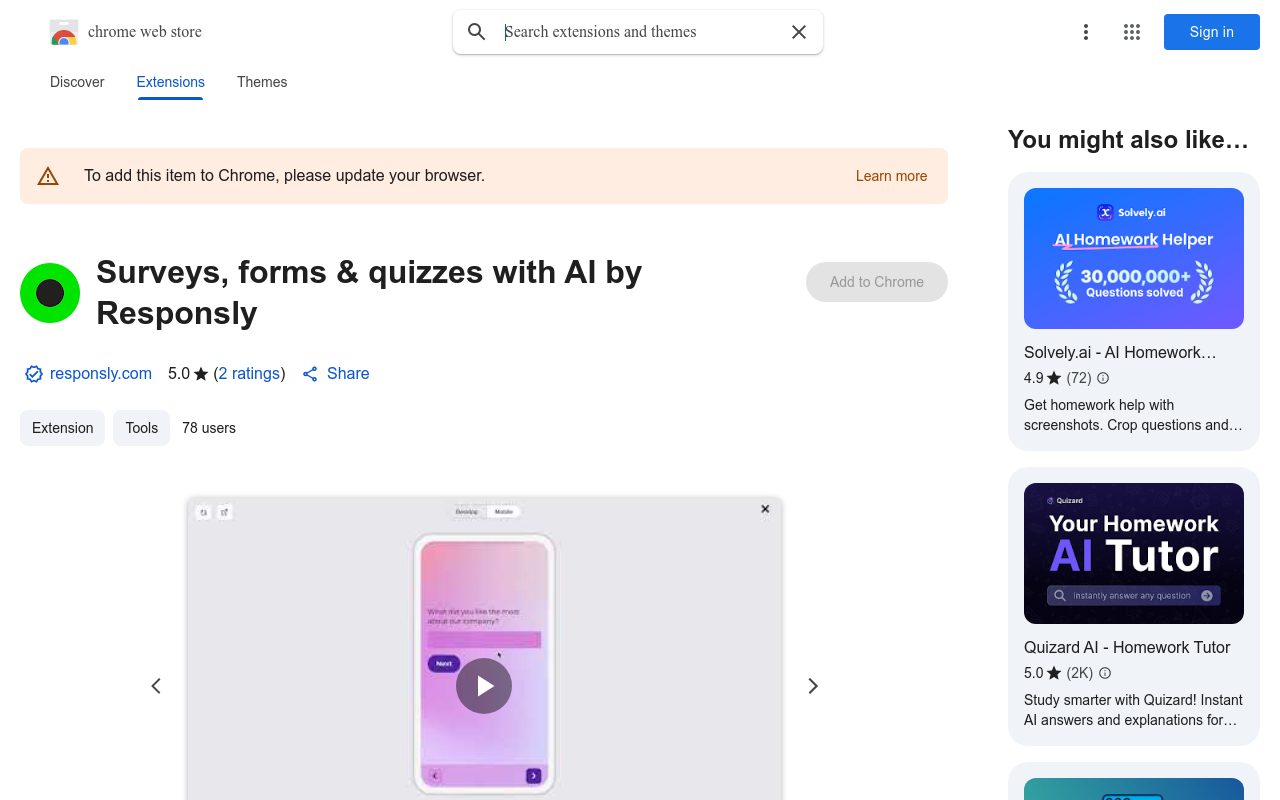 Surveys, forms & quizzes with AI by Responsly