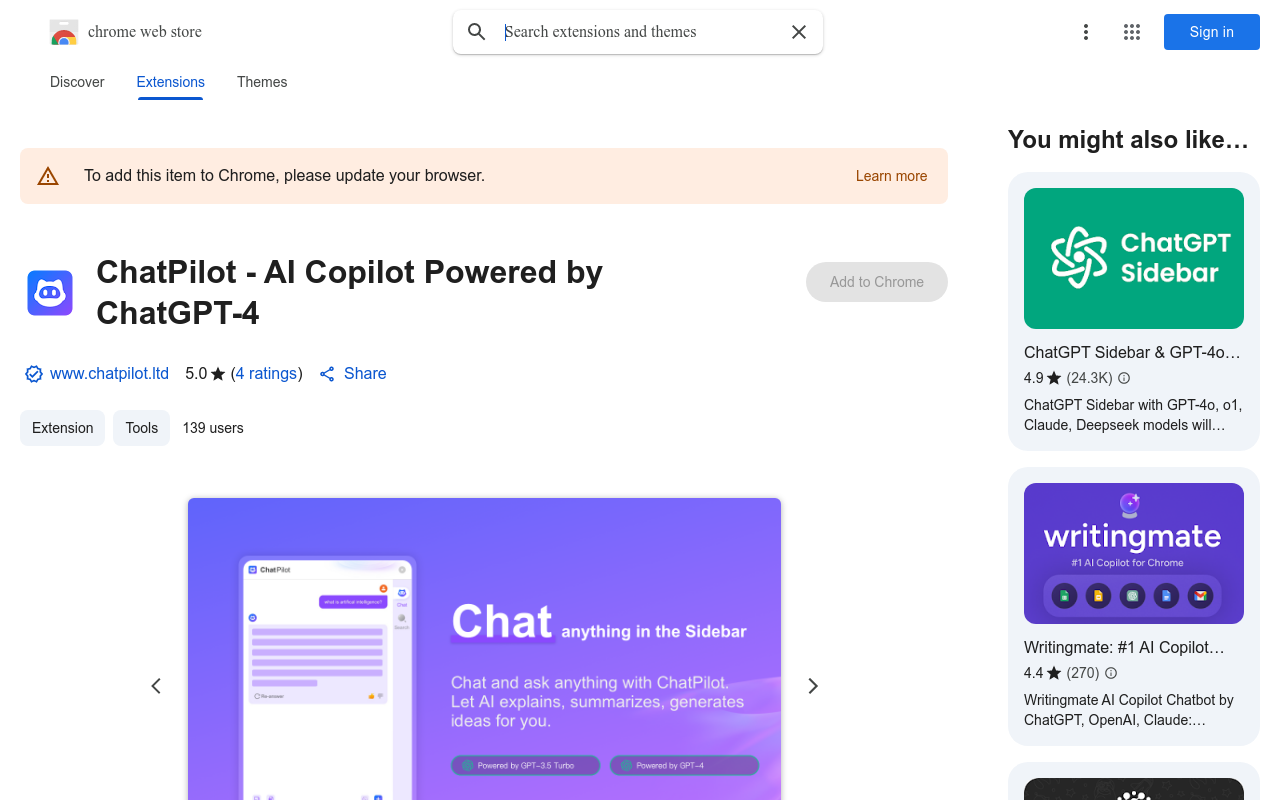 ChatPilot - AI Copilot  Powered by ChatGPT-4