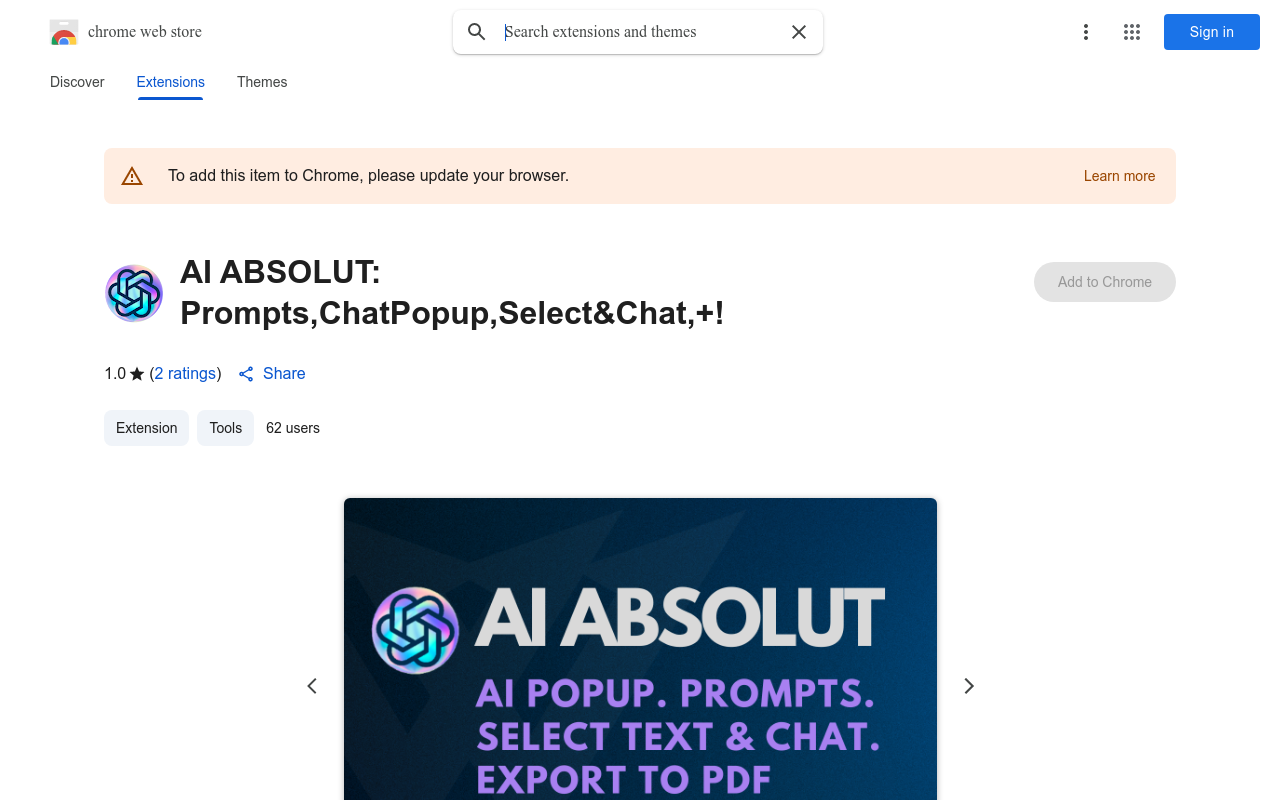 AI ABSOLUT: Prompts,ChatPopup,Select&Chat,+!