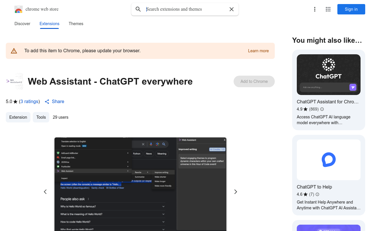 Web Assistant - ChatGPT everywhere