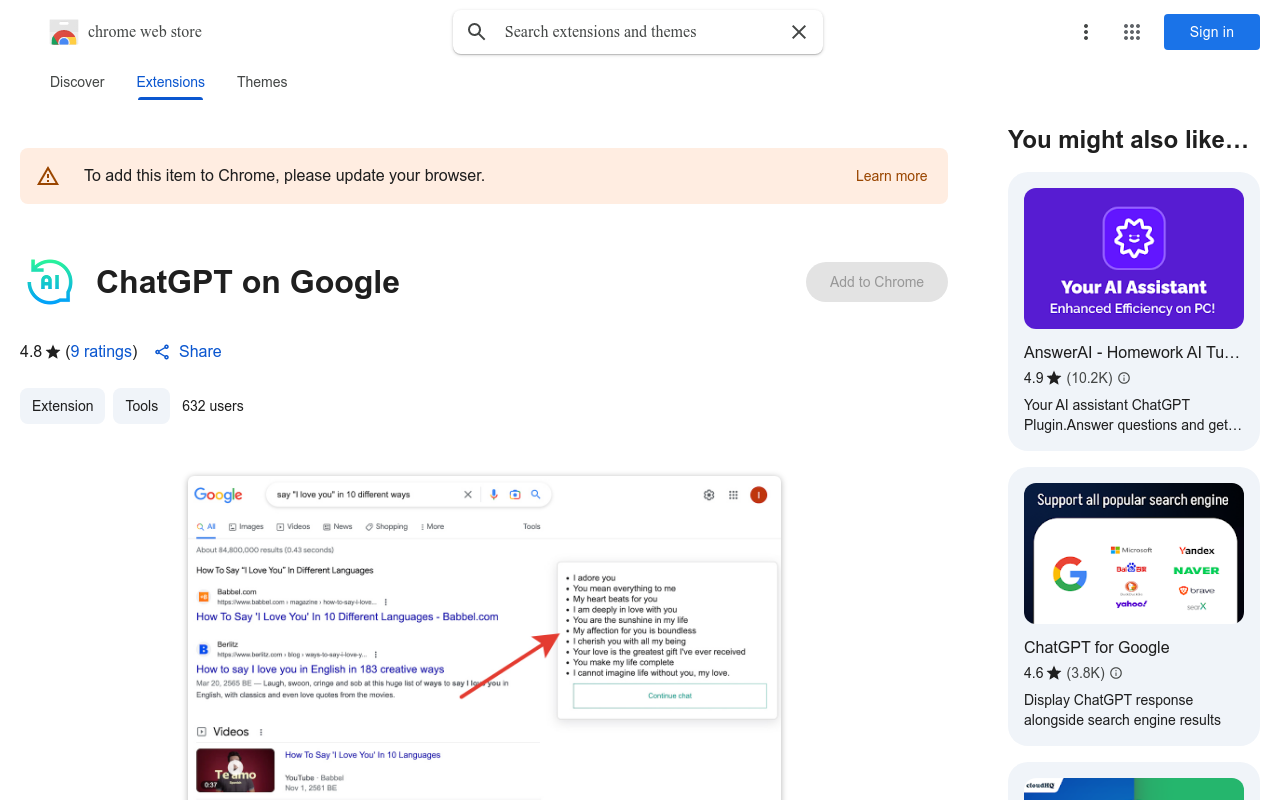ChatGPT on Google
