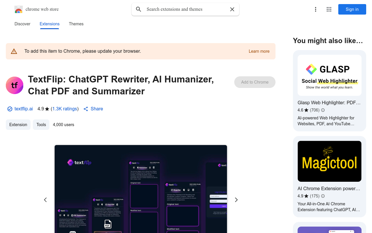 TextFlip: ChatGPT Re-Writer, AI Humanizer, PDF Chat