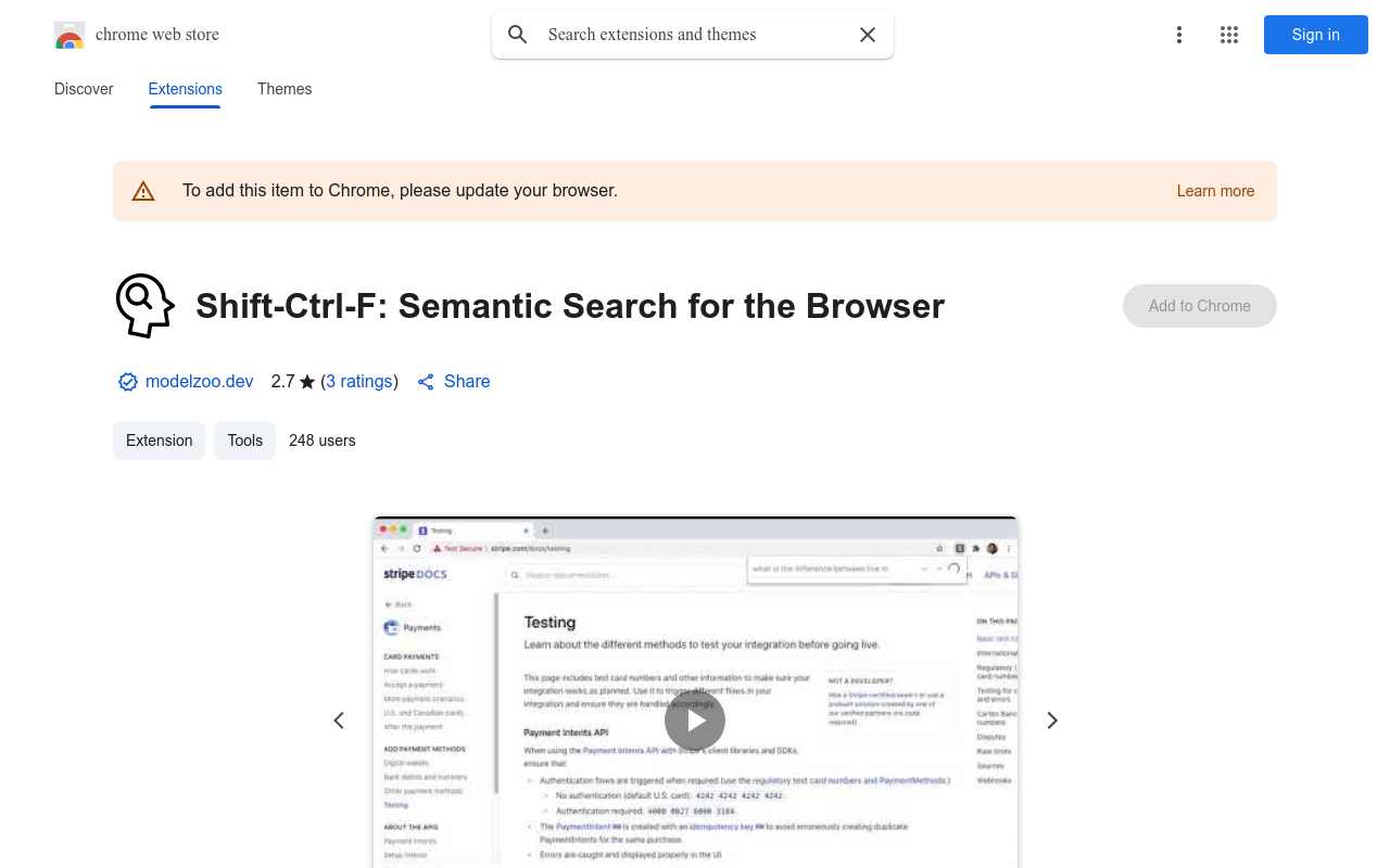 Shift-Ctrl-F: Semantic Search for the Browser