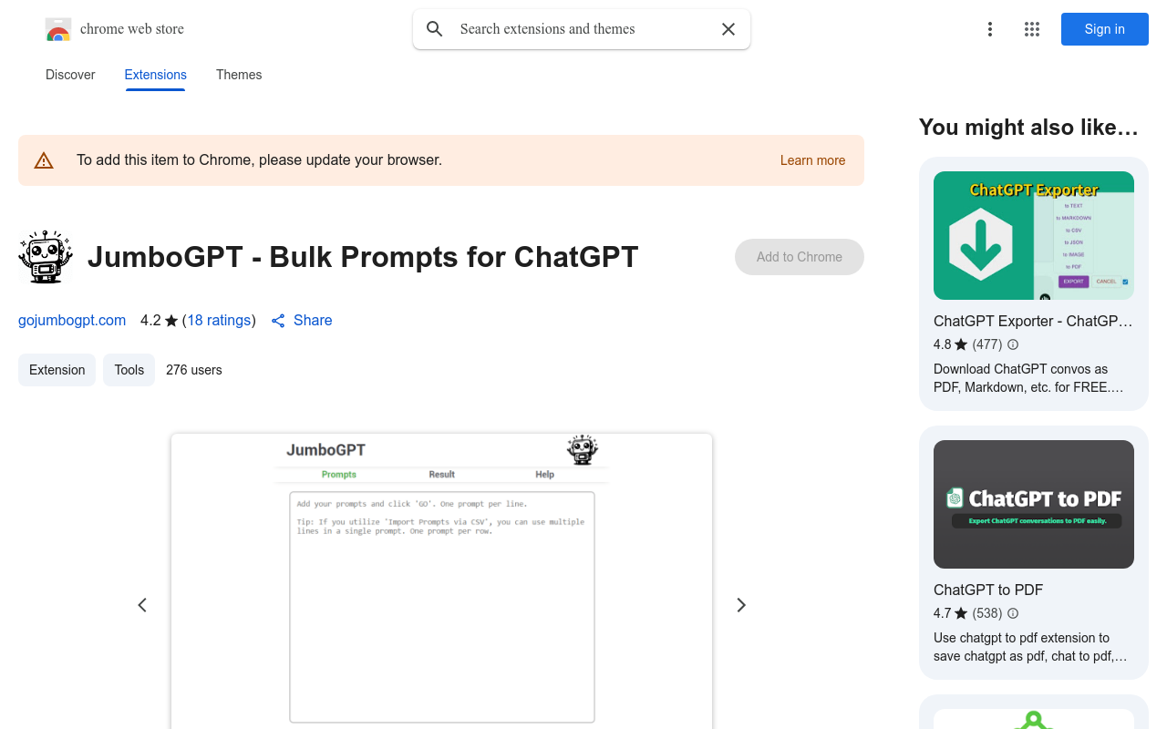 JumboGPT - Bulk Prompts for ChatGPT