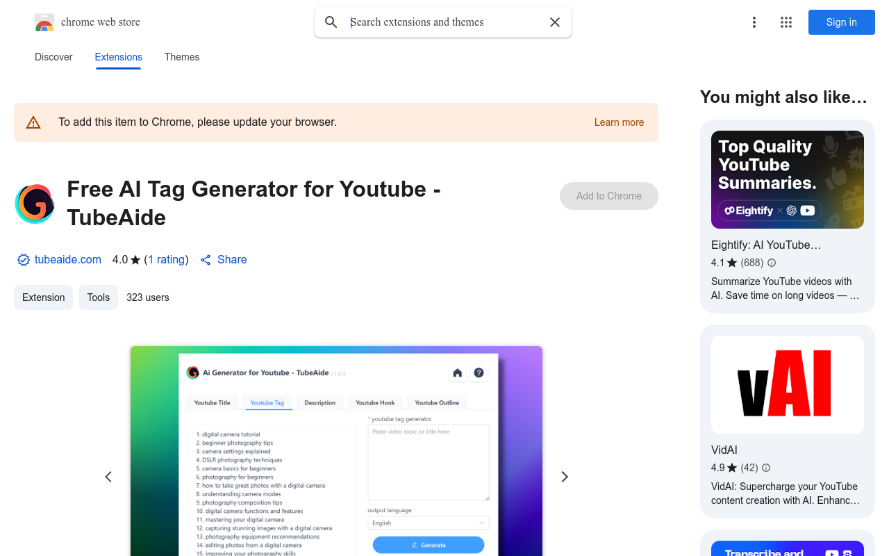 Free AI Tag Generator for Youtube - TubeAide