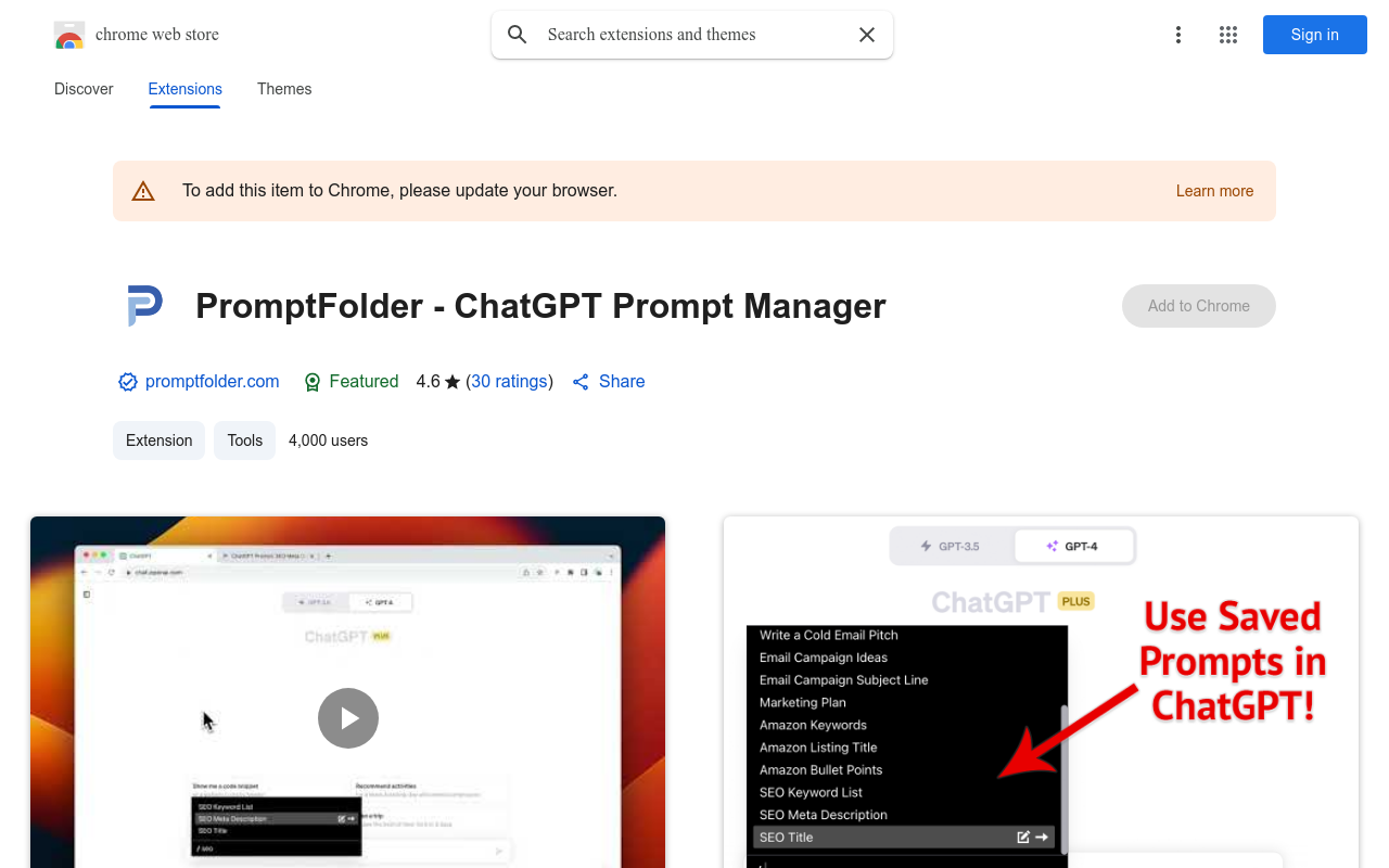 PromptFolder - ChatGPT Prompt Manager