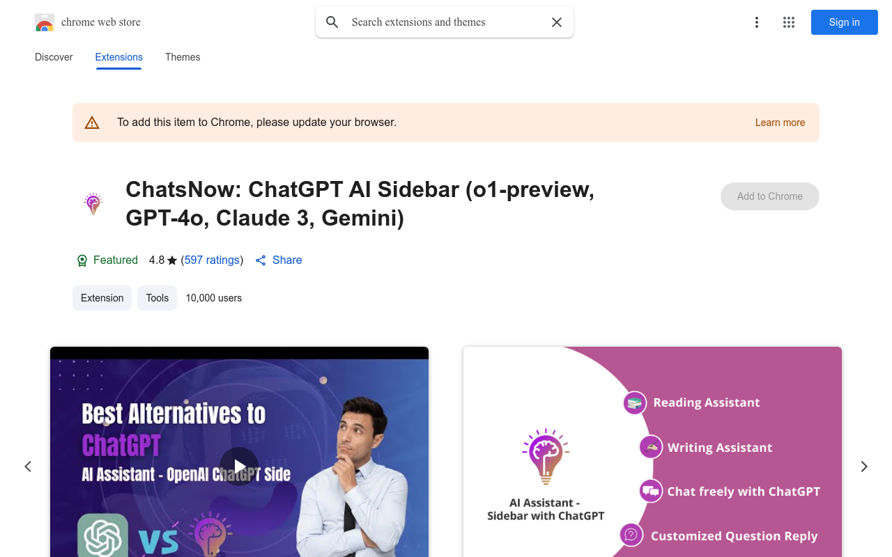 ChatsNow：ChatGPT, Claude SideBar(GPT- 4,Web)