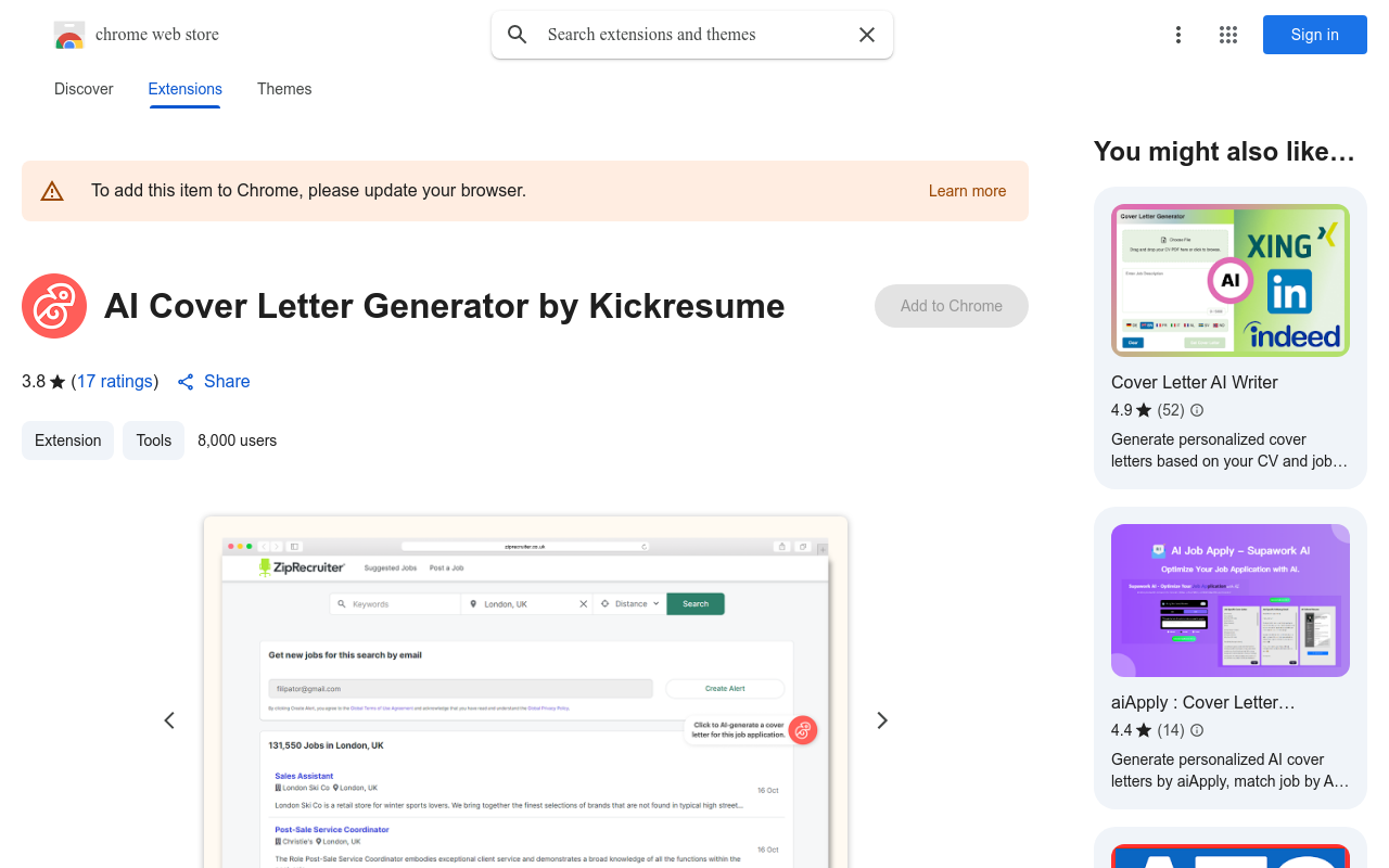 AI Cover Letter Generator by Kickresume