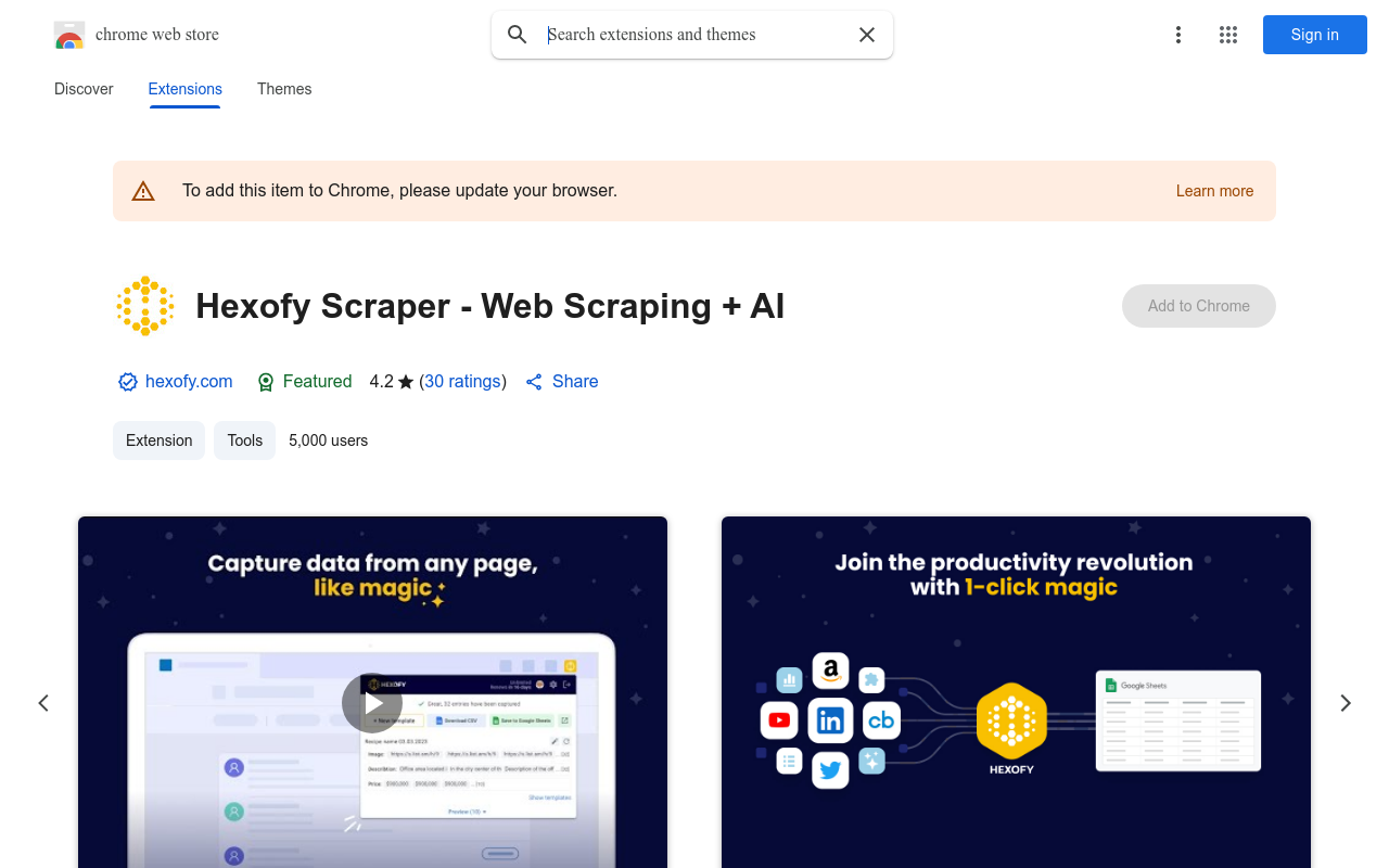 Hexofy Scraper - Free Web Scraping + AI