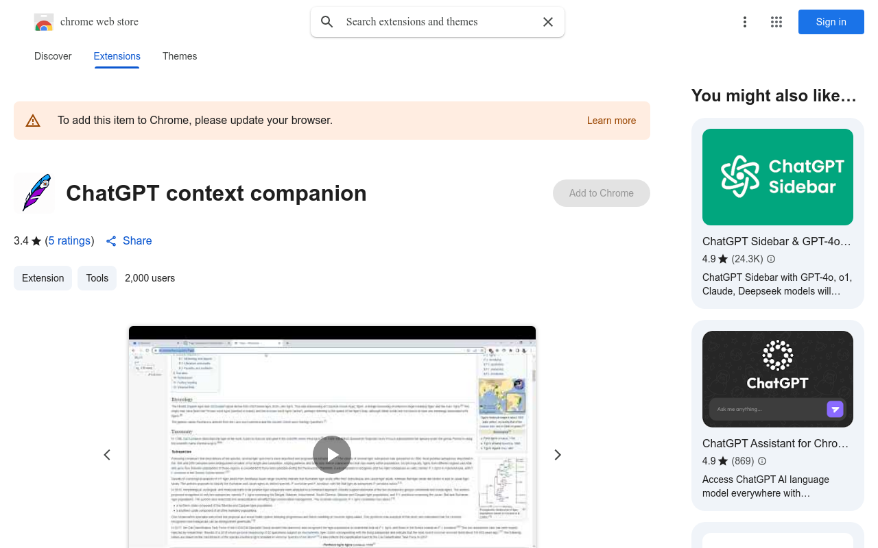 ChatGPT context companion