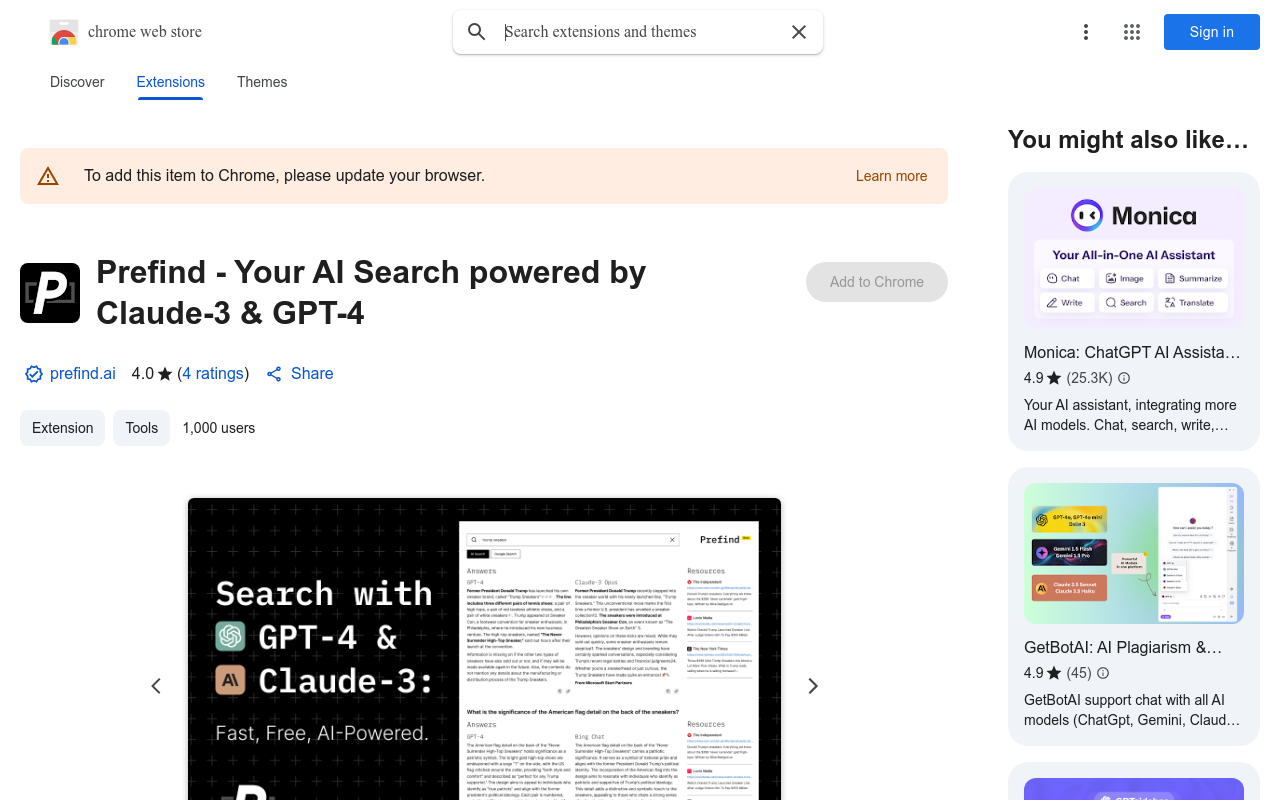 Prefind - Your AI Search powered by Claude-3 & GPT-4