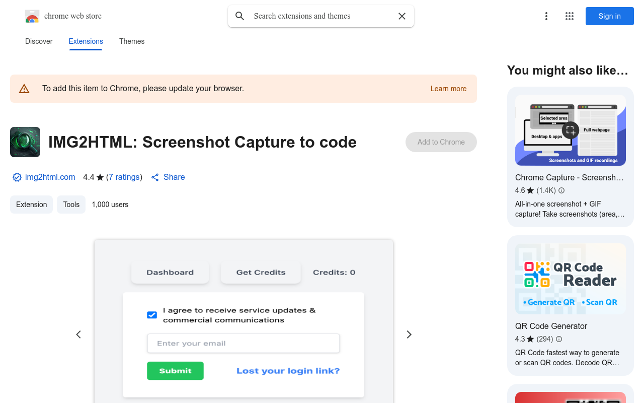 IMG2HTML: Screenshot Capture to code
