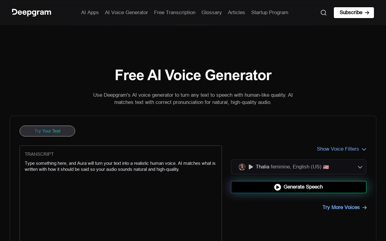 Deepgram AI Voice Generator