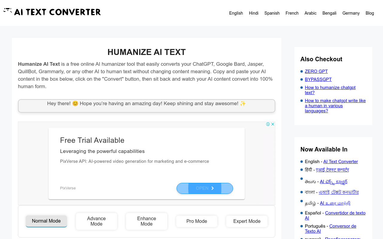 Humanize AI Text Converter