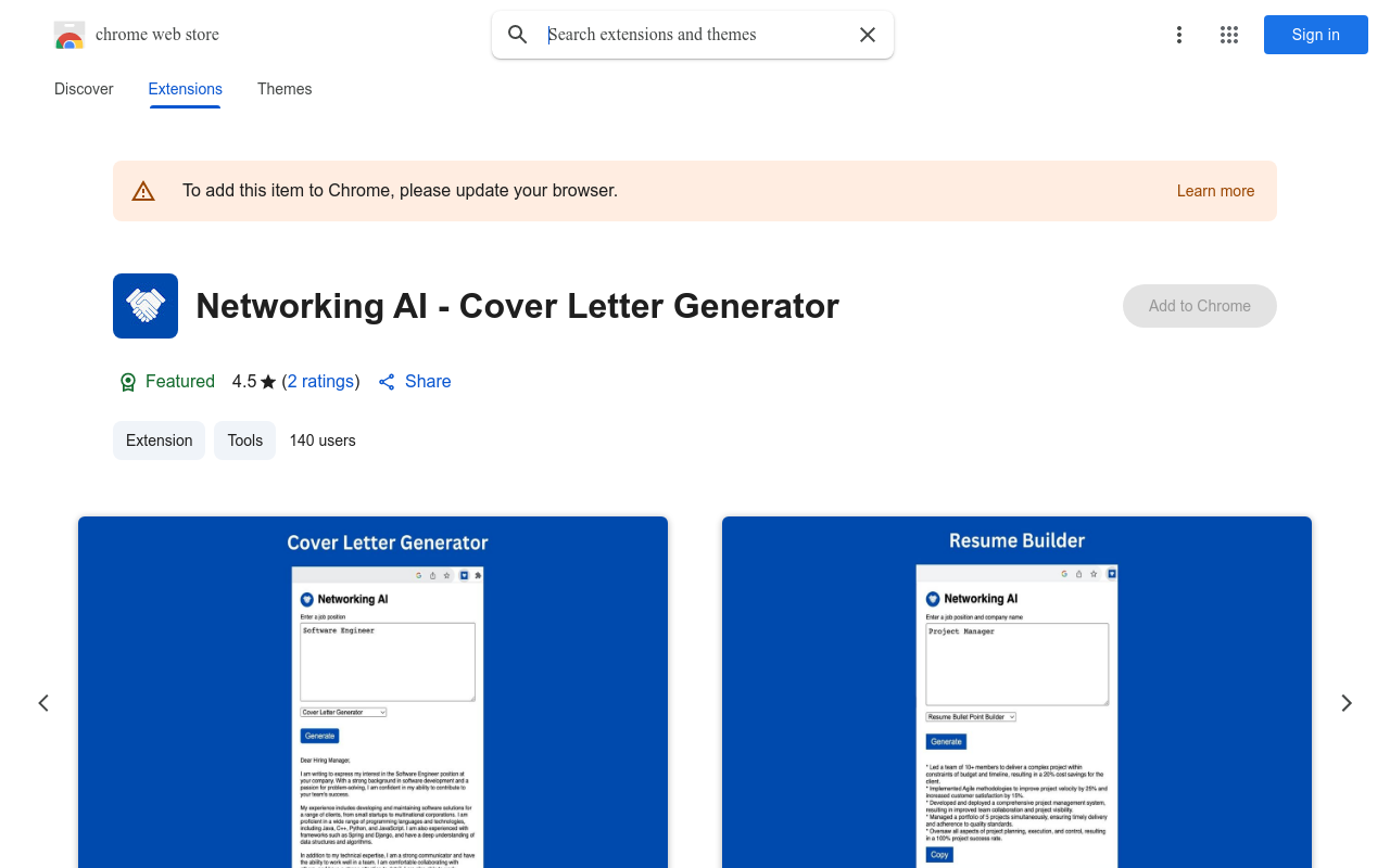 Networking AI - Cover Letter Generator