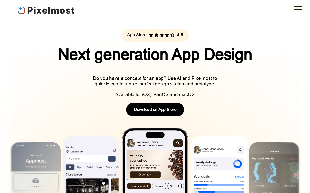 Pixelmost - App mockups with AI