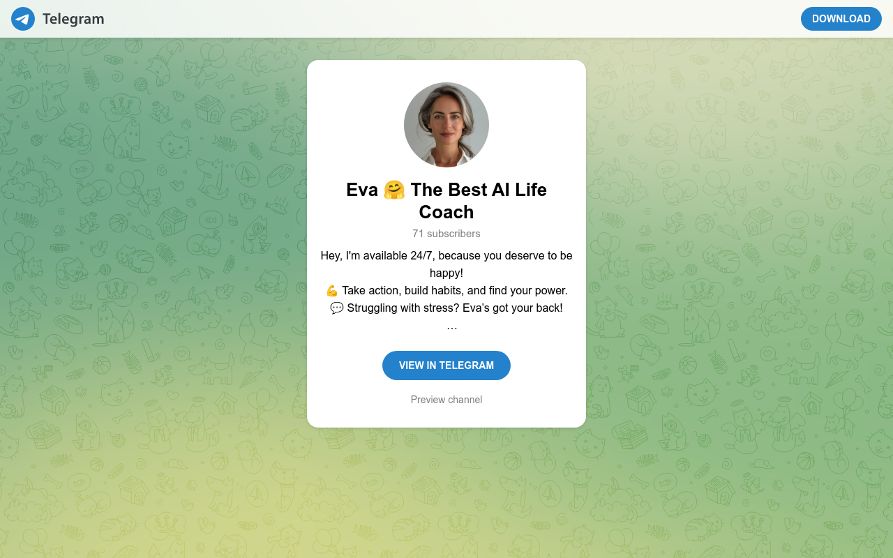 Eva, Your 24/7 AI Life Coach on Telegram
