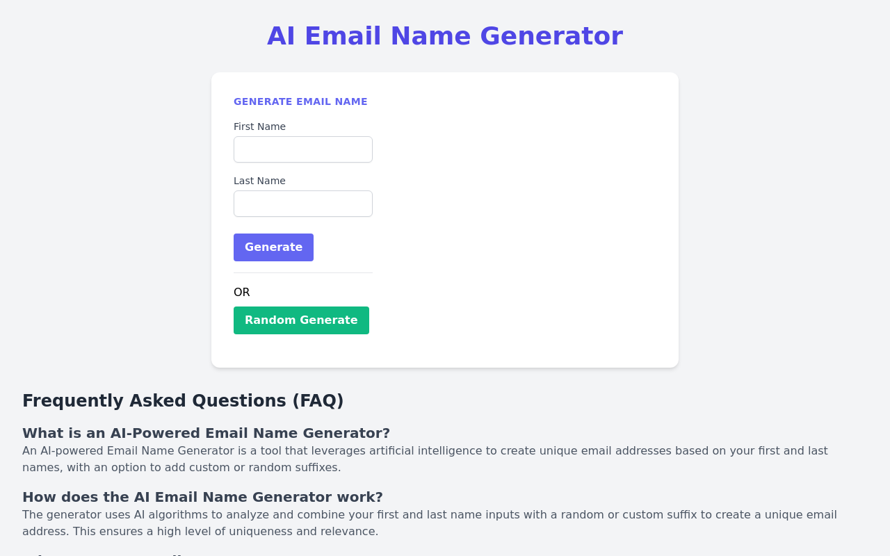 AI Email Name Generator