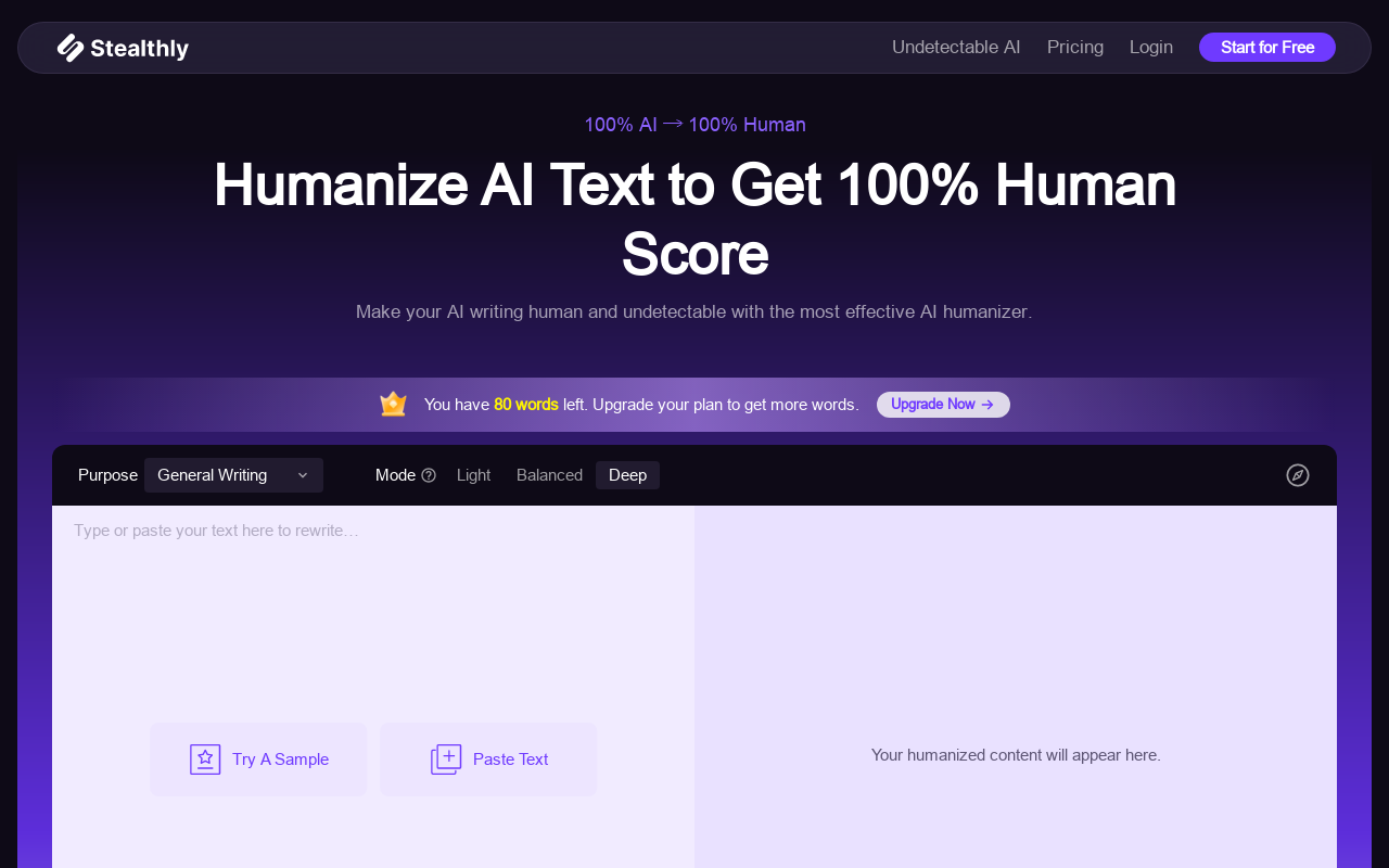 Stealthly AI Humanizer