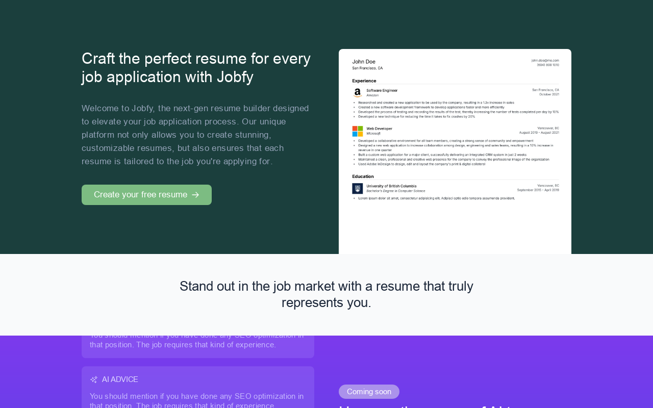 Jobfy - New gen resume builder