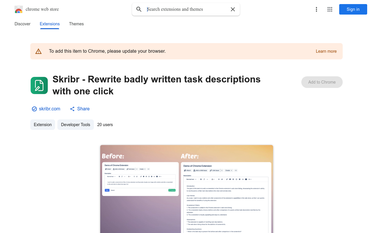Skribr - Rewrite badly written task descriptions with one click