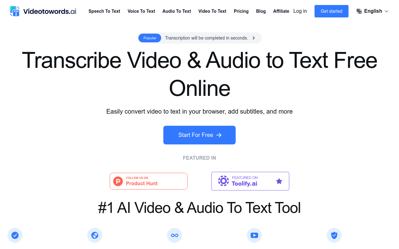 #1 AI Speech/Video To Text Tool