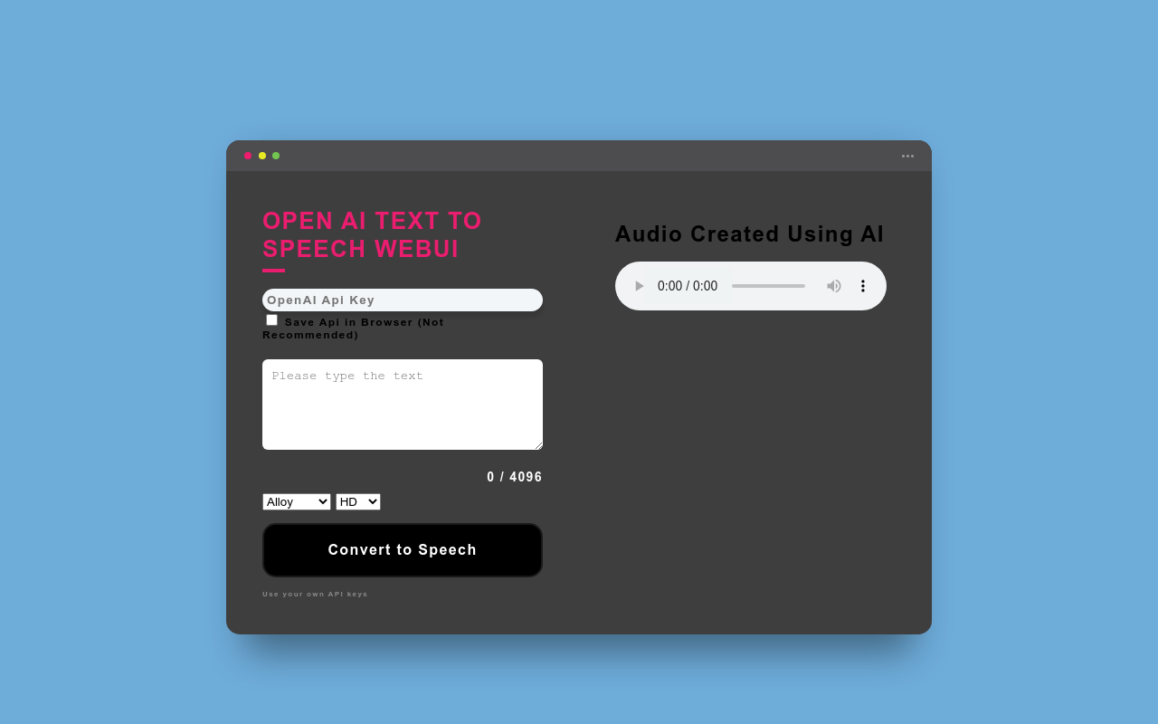 OpenAI Text To Speech WebUI