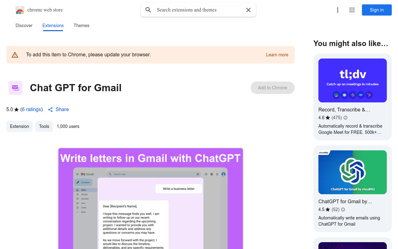 Chat GPT for Gmail