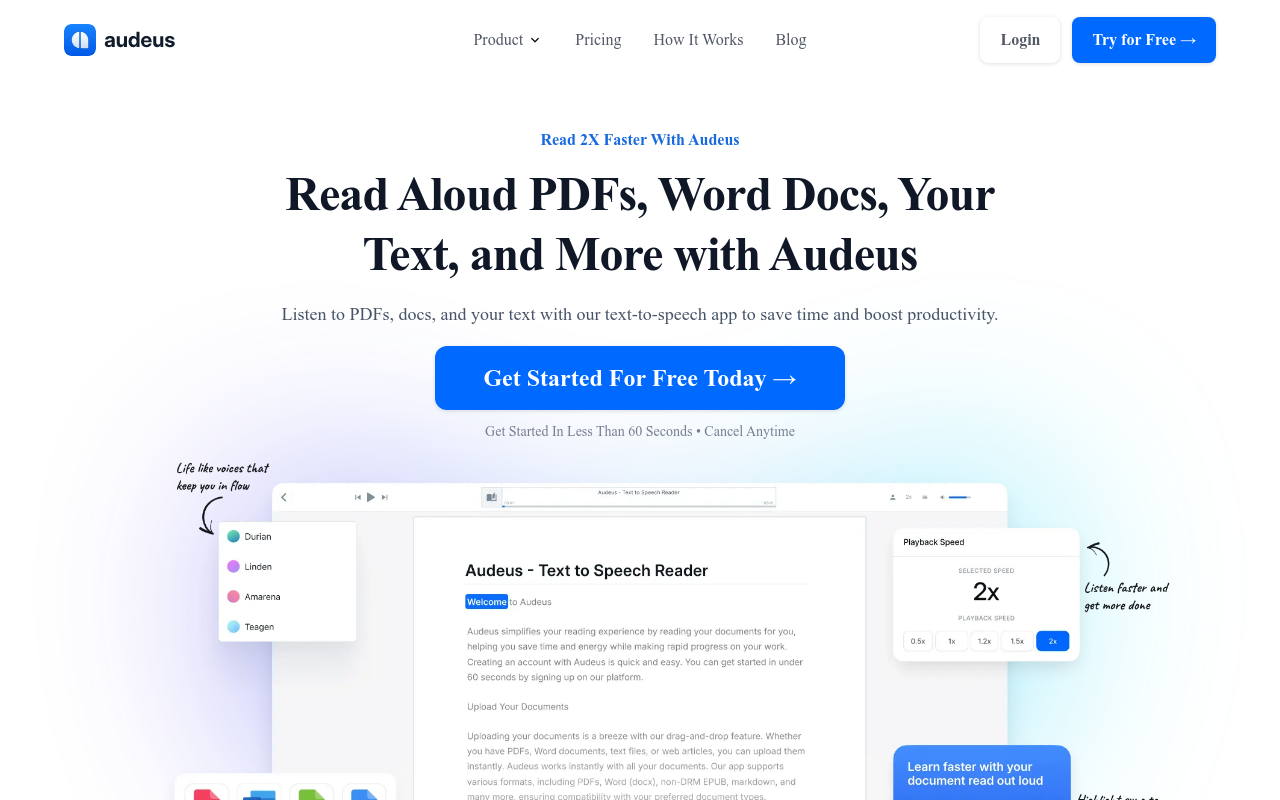 Audeus: Text to Speech Reader