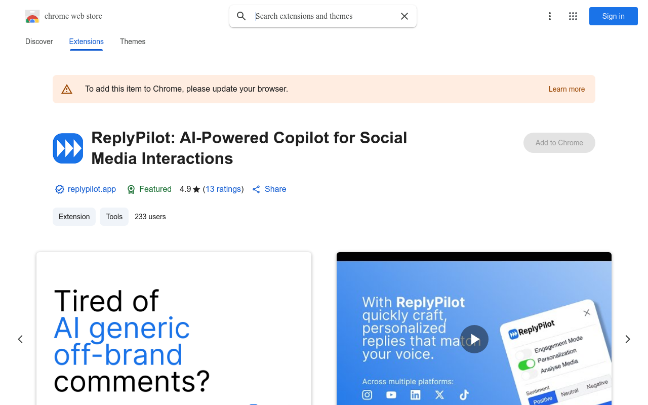 Chrome extension for ReplyPilot.app