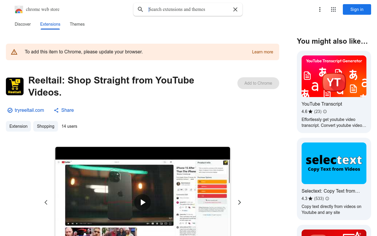 Reeltail: Shop Straight from YouTube Videos.