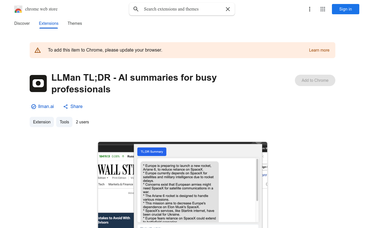 LLMan TL;DR - AI summaries for busy professionals