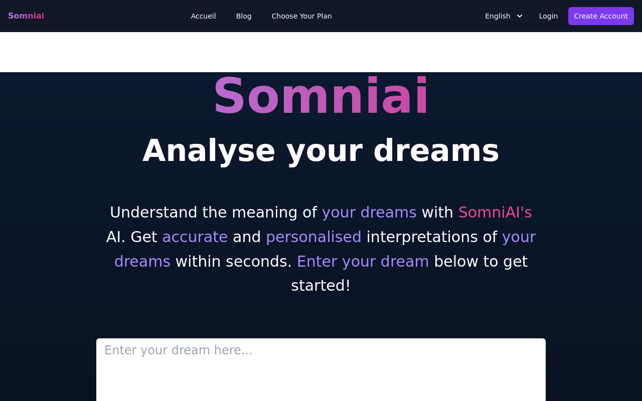 SomniAI : Dream analysis with AI Power