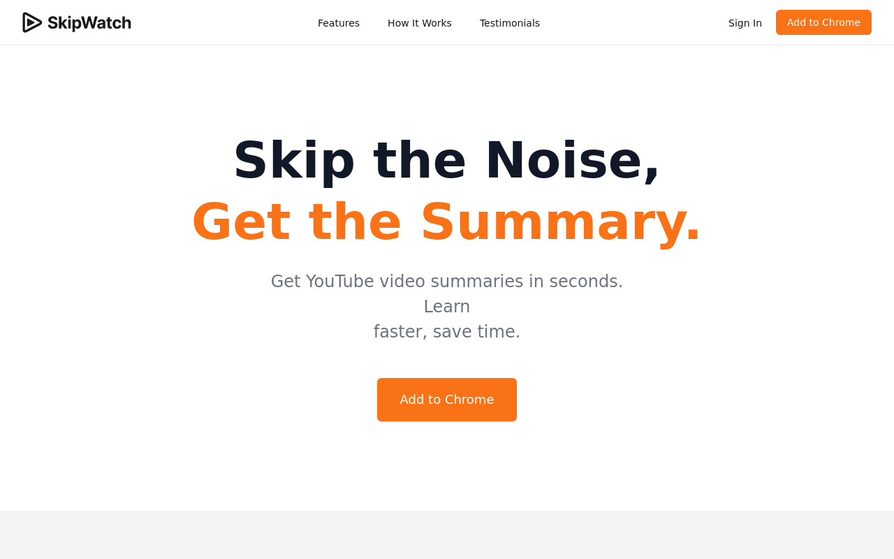 SkipWatch: AI YouTube Summarizer