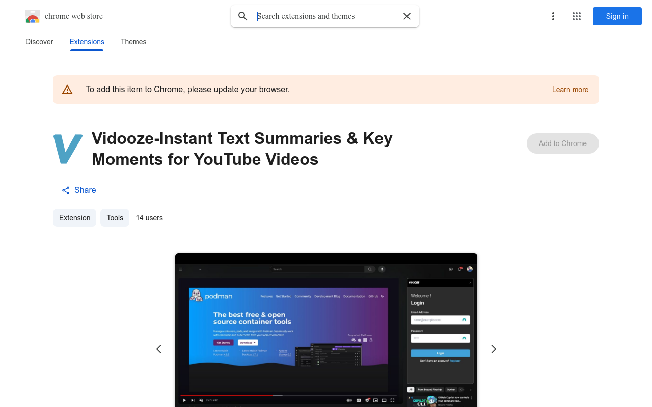 Vidooze-Instant Text Summaries & Key Moments for YouTube Videos